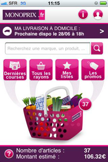 Courses sur iphone avec Monoprix